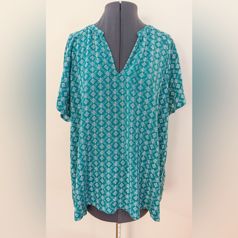 Old Navy Teal Geometric Blouse XL